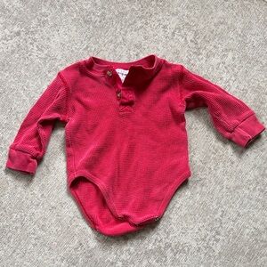 Baby Gap Kids Long-Sleeve Waffle One-Piece in red
